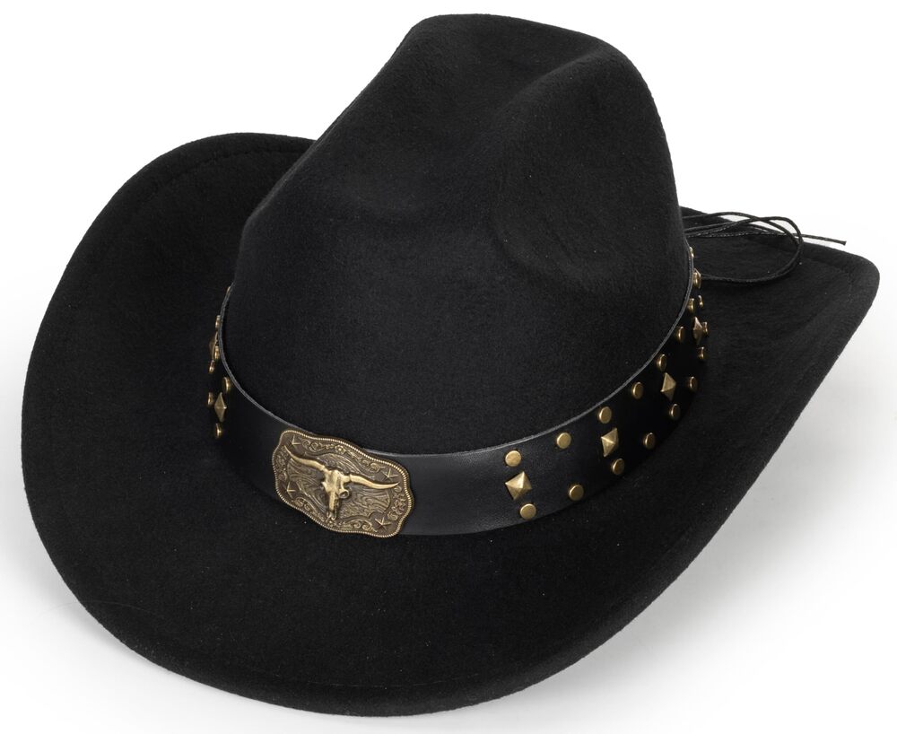 7143 Faux Leather Western Cowboy Hats and Fedora Gambler Hat Cowboy Style
